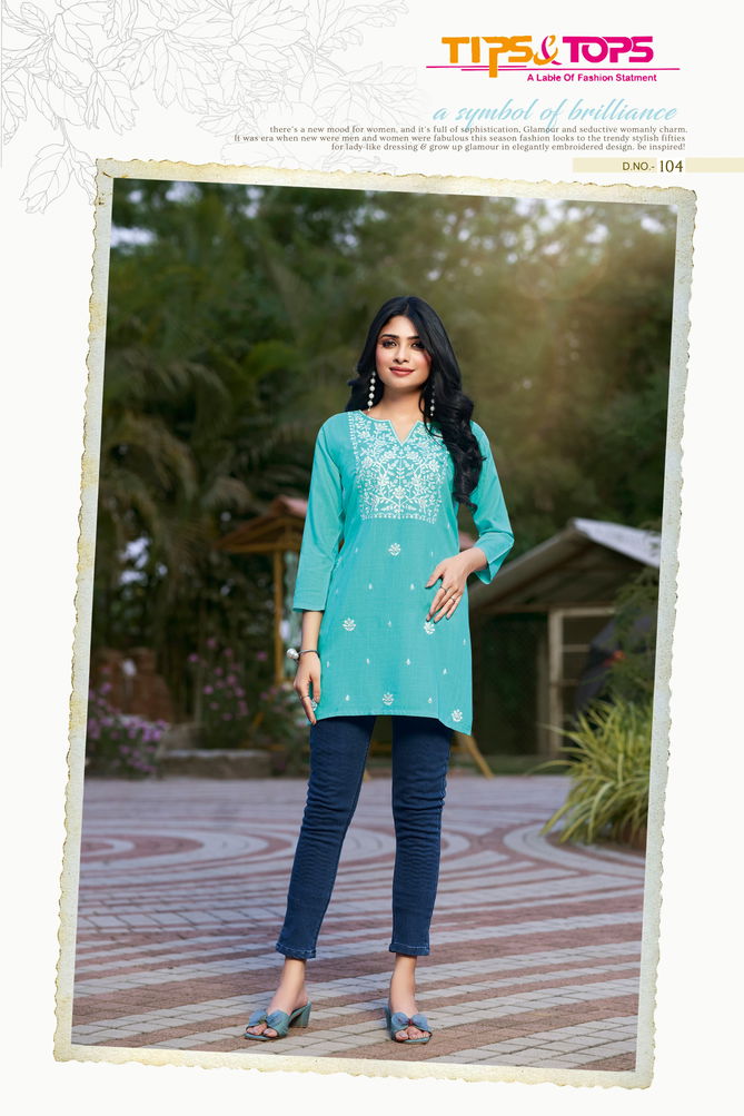 Colors Vol 04 Tips And Tops Embroidery Rayon Short Kurtis Wholesale Price In Surat